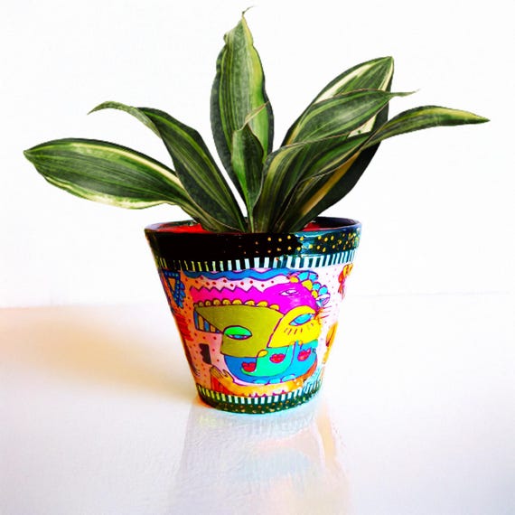 Dekorativer Blumentopf, Farbenfroher Moderner Kunst Topf fr Zimmerpflanzen  - Etsy.de