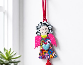 Figura de ángel hecha a mano: Adorno navideño versátil, decoración de pared, decoración para la habitación de una niña.