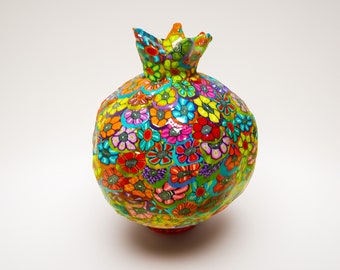 Pomegranate Decor – Vibrant Jewish Symbol Art, Rosh Hashanah Gift, Judaica for Bookshelf or New Home Present