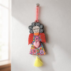 Whimsical Angel wall decor – Small Clay Sculpture , Gift for Friend