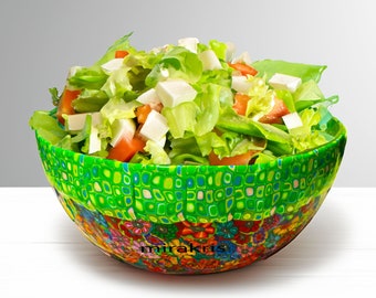 Colorful Large Serving Salad Bowl, Unique Modern Centerpieces Bowl for Kitchen Counter Top