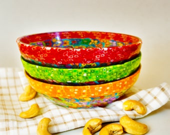 Start Your Day in Style with Handmade Iridescent Glass Cereal Bowls Set and Glass Dish Set for Breakfast Cereal