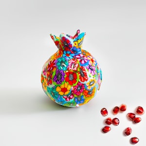 Handmade Millefiori Polymer Clay Pomegranate: Rosh Hashanah Decor