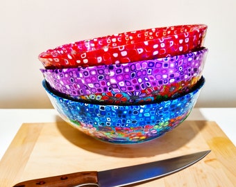 Cuencos de vidrio para servir pequeños, coloridos y únicos, juego de cuencos para mojar, juego de cuencos de cereales hechos a mano