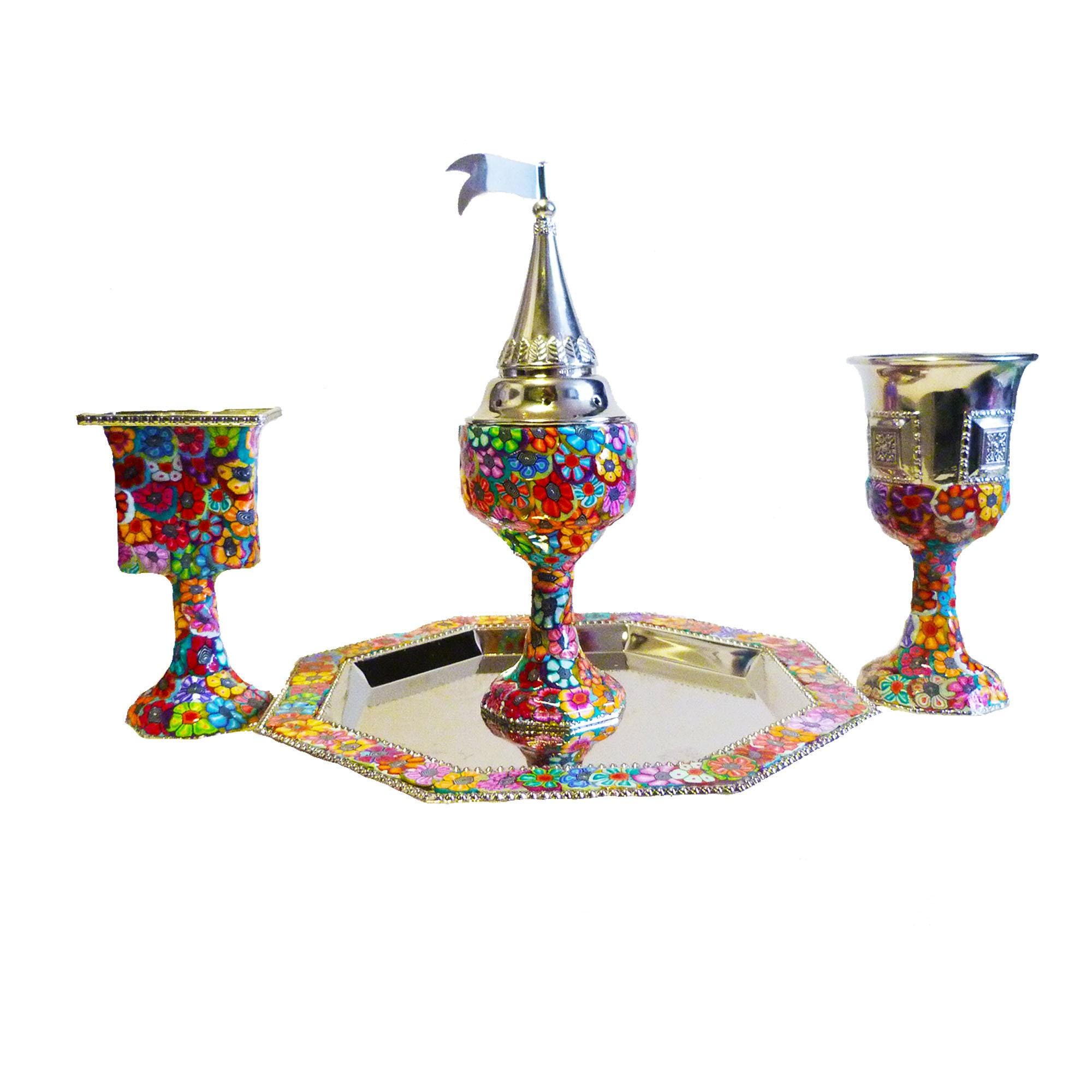 Havdalah Set: Floral Polymer Clay - Besamim Box Included - Etsy