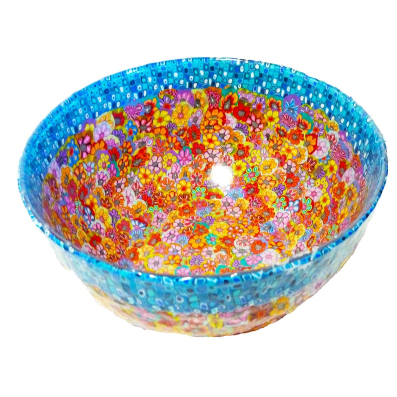 Colorful and Unique Large Glass Salad Bowl Big Centerpiece Etsy