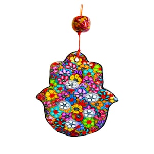 Colorful Hamsa Wall Art – Handmade Judaica Wall Hanging for Jewish Home Decor