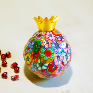Handmade Pomegranate Art Sculpture – Festive Judaica Decor for Rosh Hashanah and Jewish Holiday Gifts