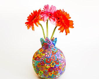 Colorful and unique Ceramic Flower Vase, Decorative Pomegranate Vases