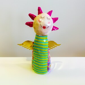 Angel Sculpture: Warm Festive Clay Figurine (Handmade, 6.5")