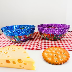 Cuencos de vidrio Millefiori hechos a mano: Juego de postres florales de arcilla polimérica