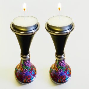 Modern Shabbat Candlesticks – Handmade Pair of Artistic Judaica for Bat Mitzvah, Jewish Wedding and Holiday Gifts