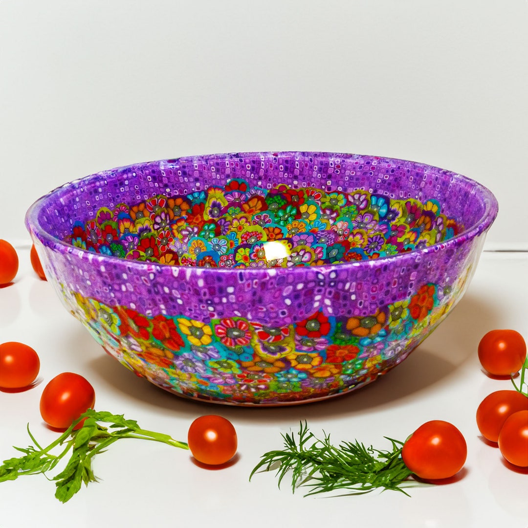 Handmade Salad Bowl – Extra Large Glass Serving Dish for Fruit or Salad ...
