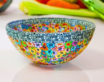 Handmade glassware, Large Salad Bowl, Popcorn bowl, large Soup bowl, Glass salad Bowl