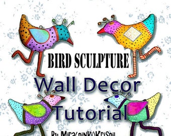 Tutorials, DIY Tutorial, Polymer Clay PDF Tutorial, Bird Sculpture Wall Decor, Step By Step, instruction, DIY craft idea,  sculping