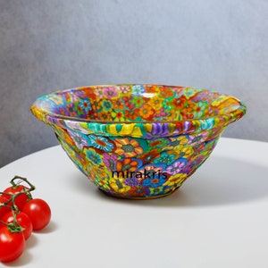 Colorful Serving Handmade Glass and Polymer Clay bowl, Housewarming Gift