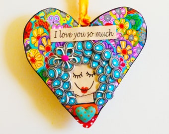 decorative objects, Heart Artwork, soul sister gift, small heart wall art