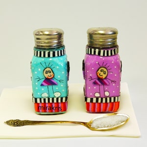 Colorful Salt and Pepper Shaker Set – Quirky Handmade Kitchen Gift for Cooks and Chefs