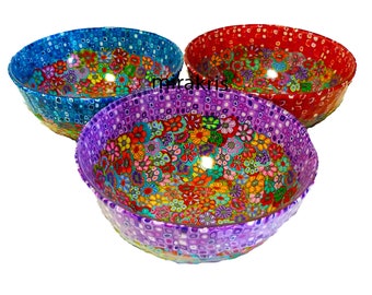 Colorful and Unique Small Serving Glass Bowls, Dipping Bowls Set, Handmade Cereal Bowls Set