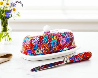 Butter keeper Dish with lid and knife (Fits Standard Stick)