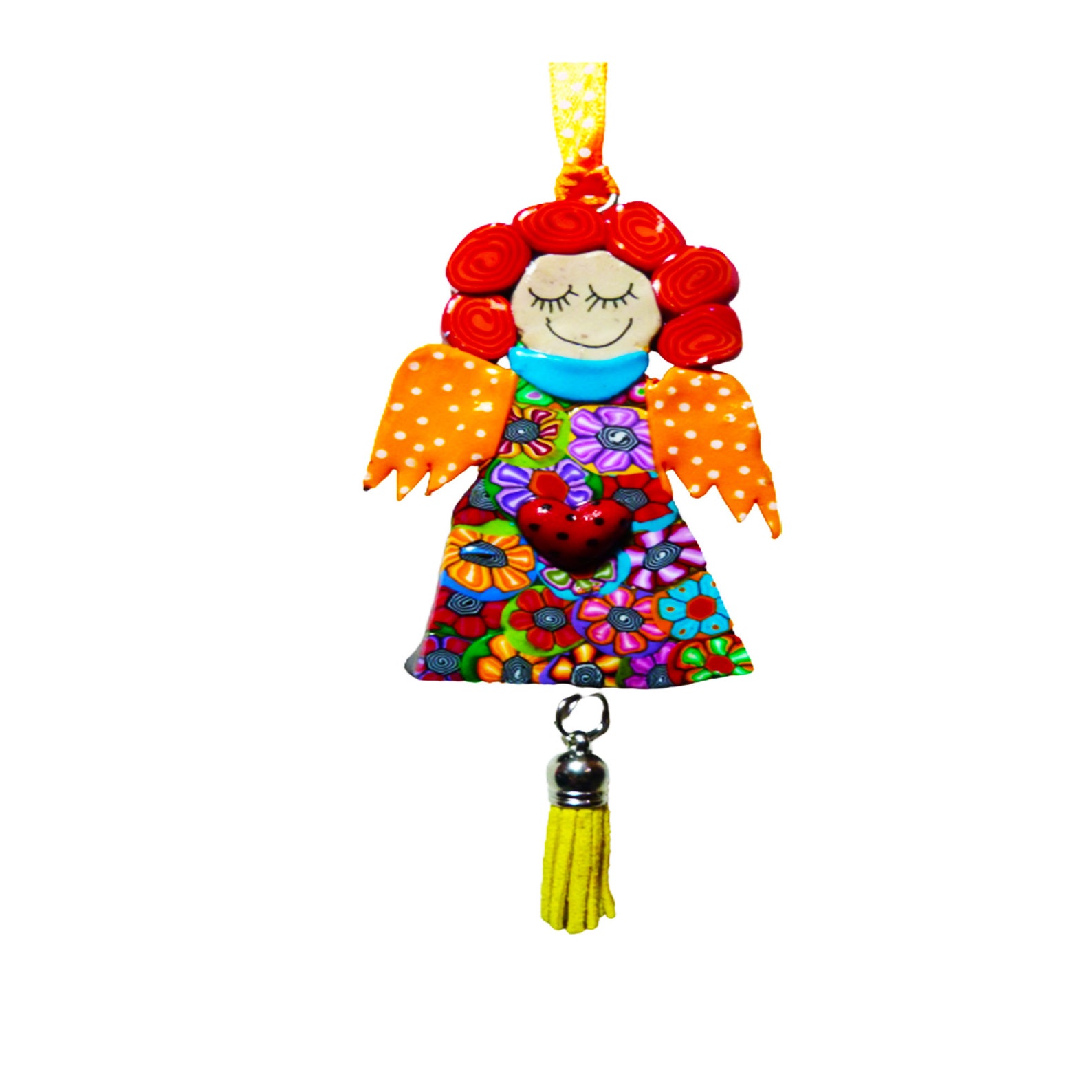 Colorful Polymer Clay Christmas Angel Wall Hanging Handmade Etsy