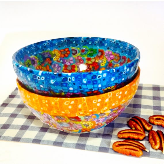 colorful Glass Salad Bowls Set – Handmade Small Serving Dishes, Vibrant Tableware Gift