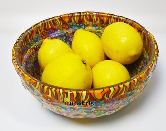 Colorful and Unique Glass Salad Bowl, Modern Fruit Bowl, Handmade dinnerware