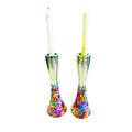 Handmade tall Shabbat Candlestick Holder : Jewish Art Judaica