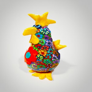 Colorful And Unique Polymer Clay Chicken Art , Chicken Sculpture, Chicken Ornament image 1