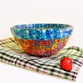 Handmade Floral Glass Serving Bowl: Millefiori Mosaic, 5" product logo