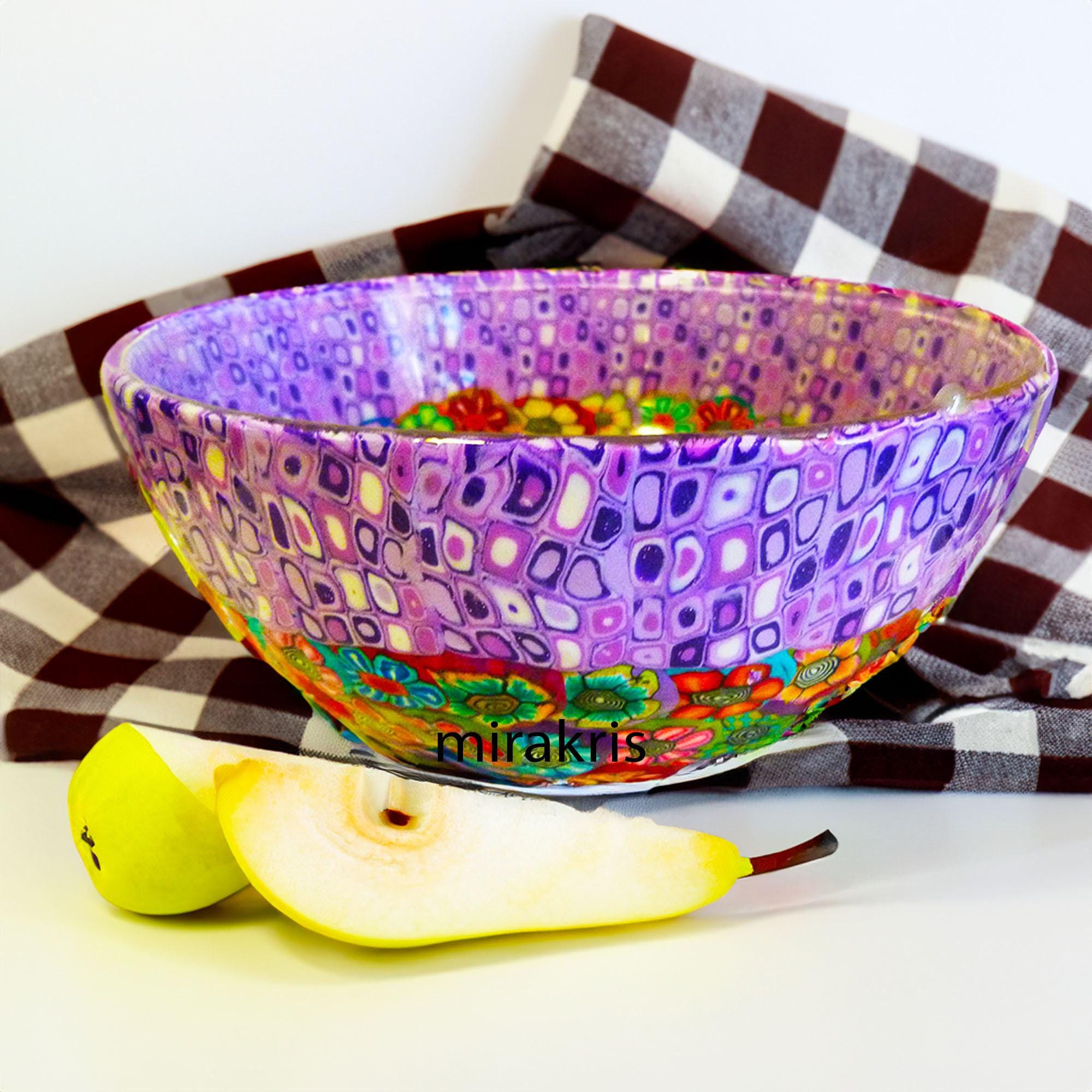 カラフルで丈夫なガラスボウル：キャンディディッシュハンドメイド、5