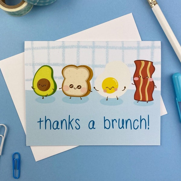 thanks a brunch card, funny thank you cards, pun cards, thank you cards funny, thank you cards set, brunch food cards, greeting card funny