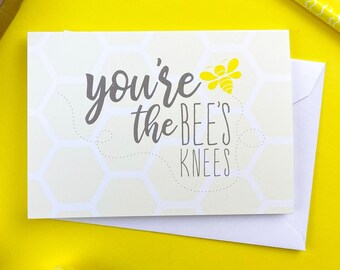 bees knees card, funny thank you cards, thank you cards set, bees thank you, cute bee card, you're the bees knees, teacher cards set