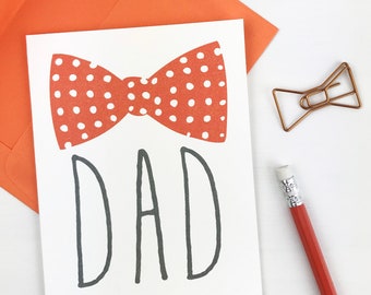 modern bow tie Father's Day card. hipster dad. new dad gift. dapper dad card. hipster dad. from daughter. from son. fashionable dad. bowtie.