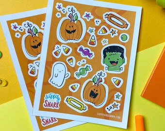 cute Halloween sticker sheet, halloween sticker pack, spooky season stickers, trick or treat stickers, kawaii Halloween candy stickers