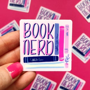 book nerd vinyl laptop, water bottle, notebook sticker. cute planner sticker. kindle iPad sticker. weatherproof. book lover avid reader gift image 1