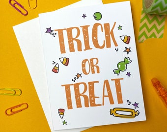 trick or treat card, Happy Halloween card, Happy Halloween card set, Halloween card, Halloween greeting, card for Halloween, spooky season