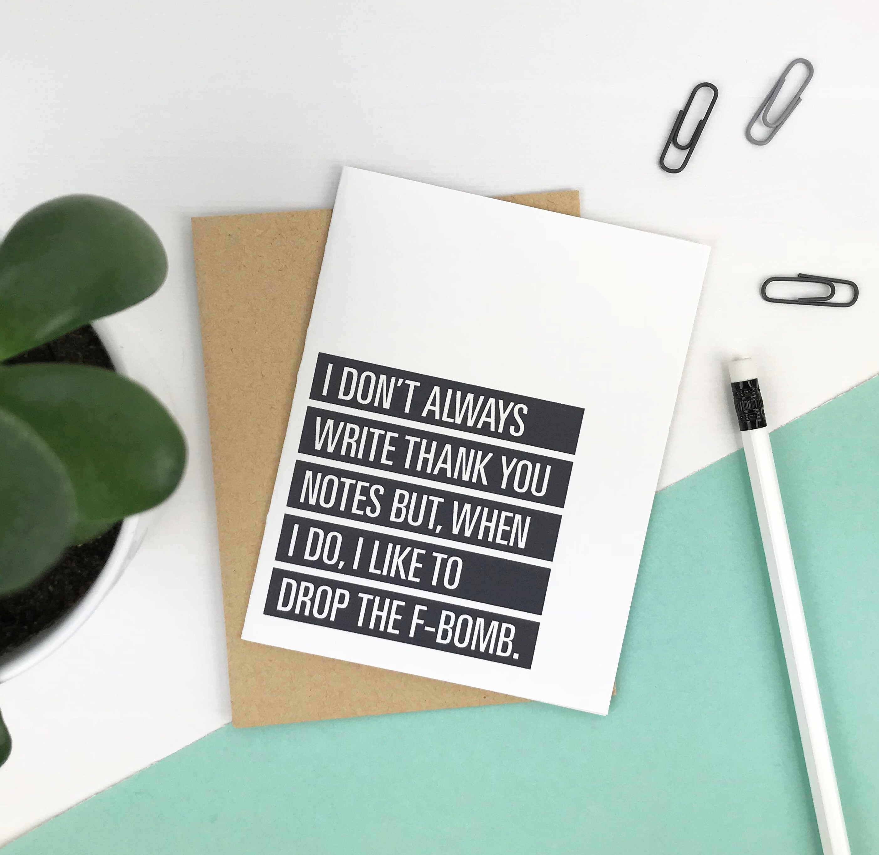 F-bomb Funny Swearing NSFW Thank You Card for Adults 