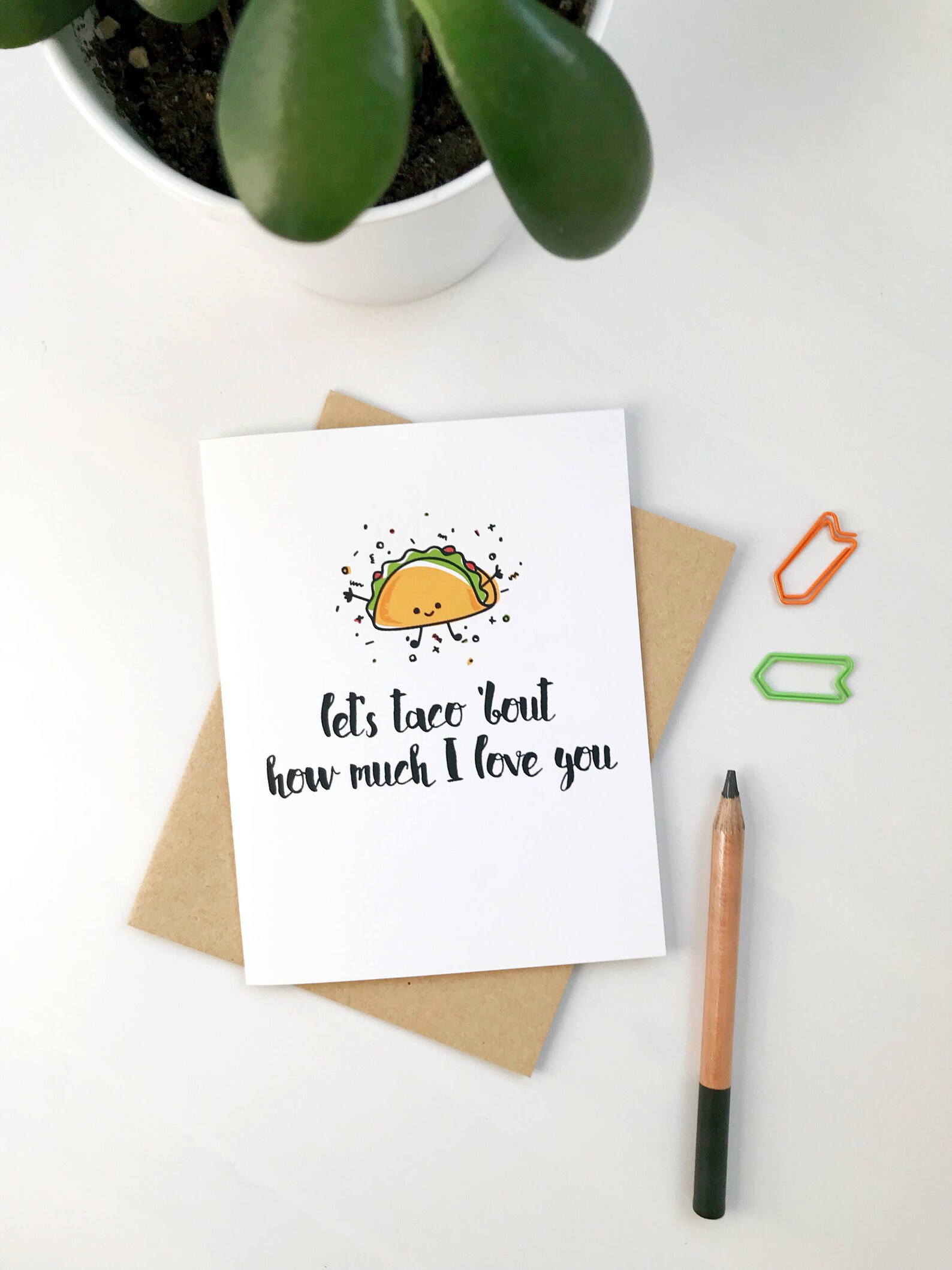 cute punny Valentine's Day card. lets taco bout how much I image 1.