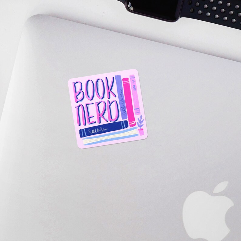 book nerd vinyl laptop, water bottle, notebook sticker. cute planner sticker. kindle iPad sticker. weatherproof. book lover avid reader gift image 2