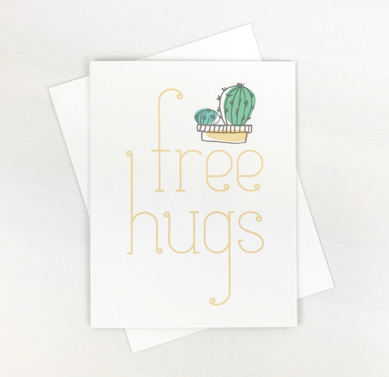 happy snail mail for her everyday funny illustrated card keep in touch. yellow card for friend for him free hugs cactus greeting card