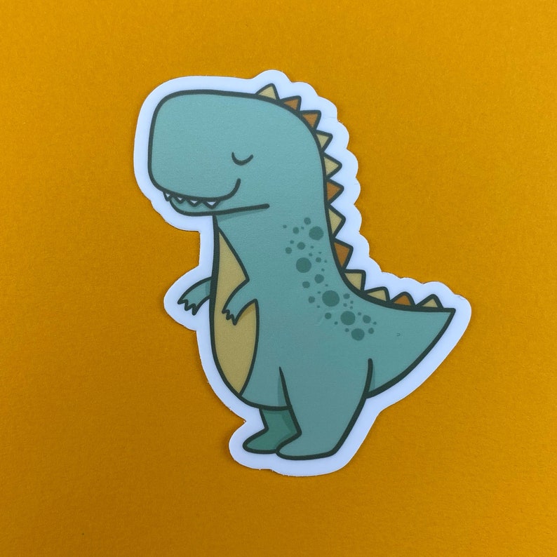 t-rex sticker, kawaii dinosaur, waterproof stickers for water bottles, cute dinosaur stickers for cars, dinosaur sticker waterproof image 3
