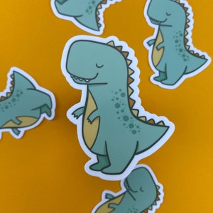 t-rex sticker, kawaii dinosaur, waterproof stickers for water bottles, cute dinosaur stickers for cars, dinosaur sticker waterproof image 2