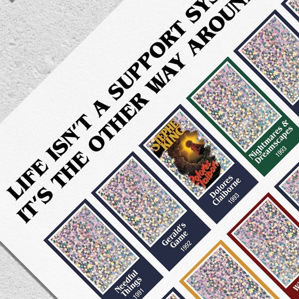 Stephen King, Stephen King checklist, stephen king gifts, stephen king flowchart, stephen king scratch off, stephen king all book diagram