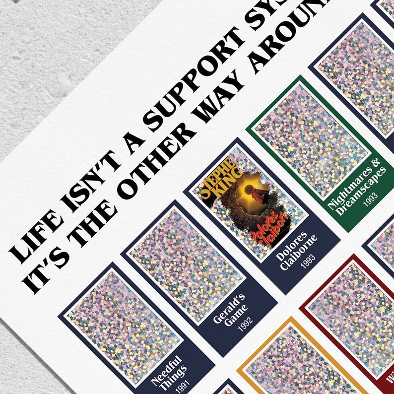 Stephen King, Stephen King checklist, stephen king gifts, stephen king flowchart, stephen king scratch off, stephen king all book diagram image 1