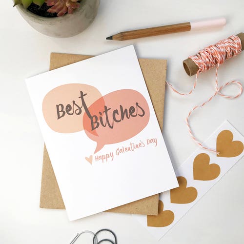 funny galentines day card. valentine for friend. for her. for sister. best friend long distance. swear cards.