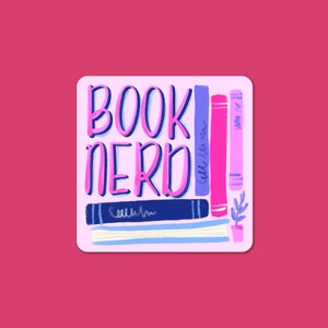 book nerd vinyl laptop, water bottle, notebook sticker. cute planner sticker. kindle iPad sticker. weatherproof. book lover avid reader gift image 3