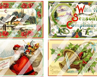 Digital Vintage Christmas Post Cards 145 Collage Sheet