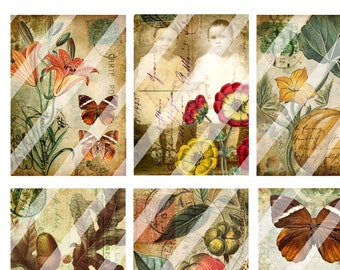 Digital Vintage Elements 291 Artist Trading Cards Collage Sheet