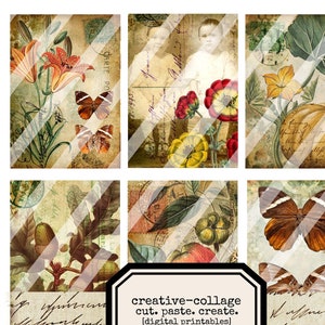 Digitale Vintage Elemente 291 Künstler Sammelkarten Collage Sheet